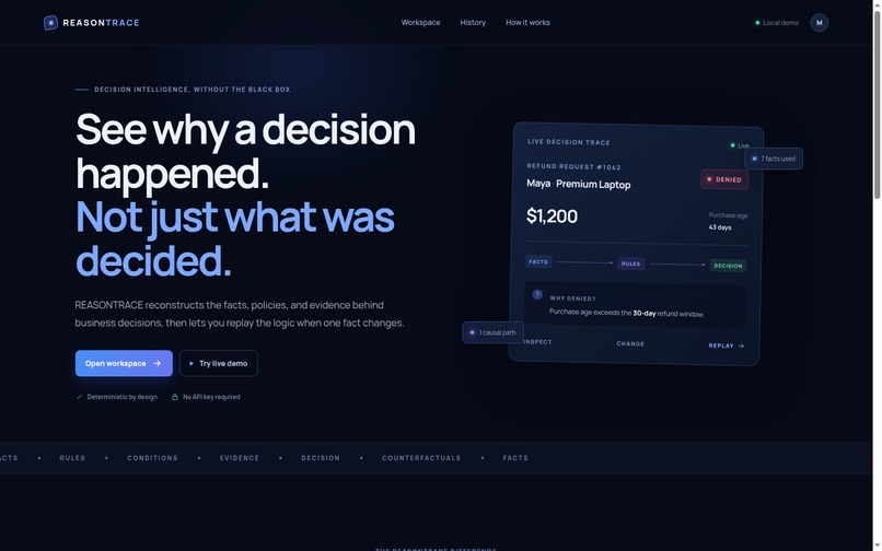 REASONTRACE – screenshot 1