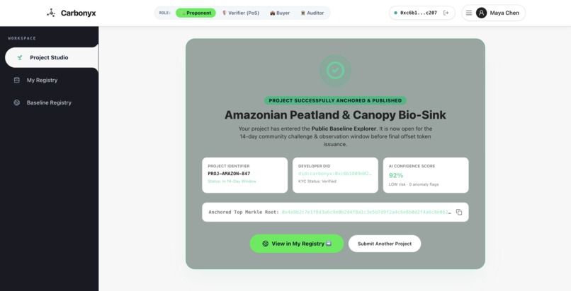 Carbonyx: AI & Web3 Carbon Credit Protocol – screenshot 4