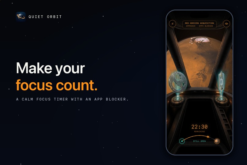 Quiet Orbit: Focus Timer and App Blocker – screenshot 1