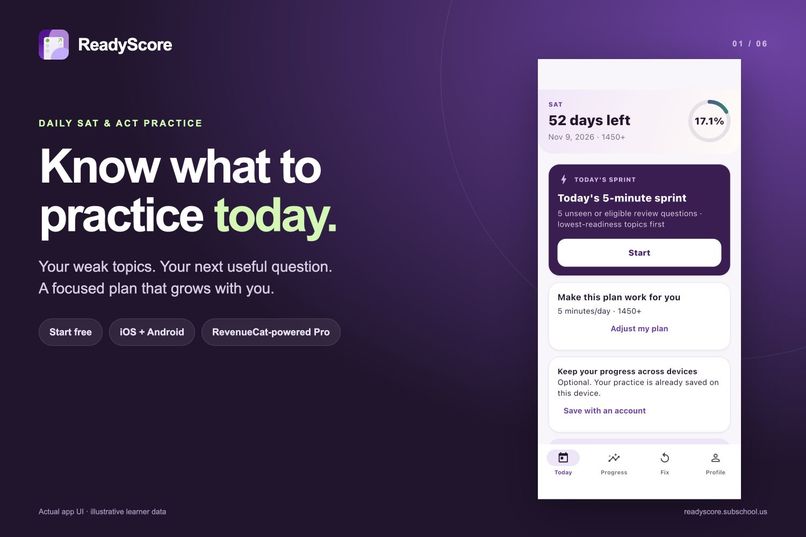ReadyScore — Know What to Practice Today – screenshot 1