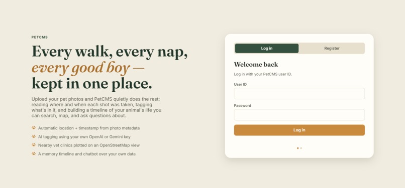PetCMS – screenshot 1