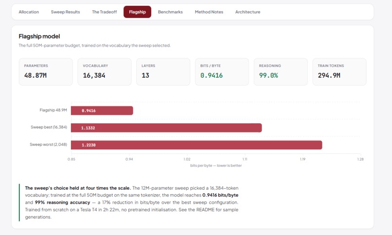 Parsimony: A 50M-Parameter Budget Allocation Study – screenshot 3