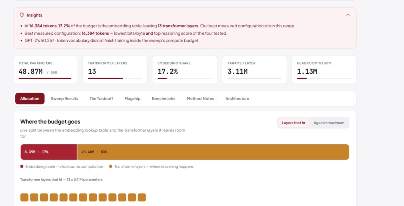 Parsimony: A 50M-Parameter Budget Allocation Study – screenshot 7