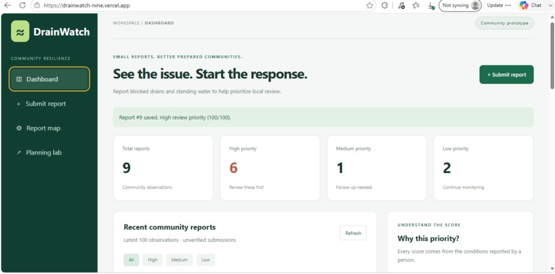 DrainWatch: Community Drainage & Cleanup Planning – screenshot 1