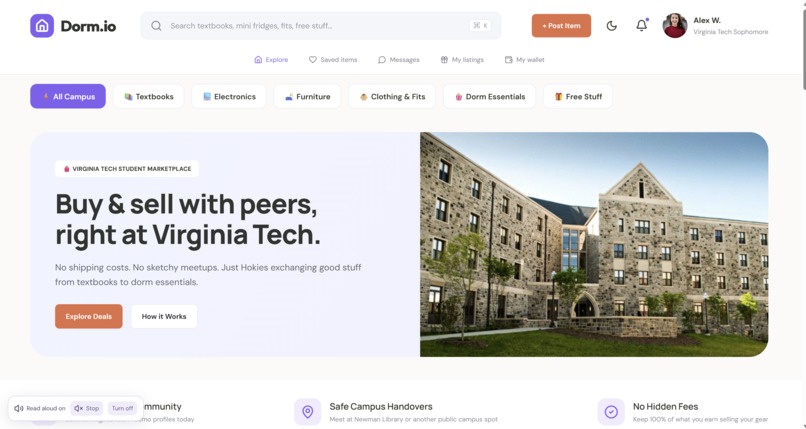 Dorm.io Marketplace – screenshot 1