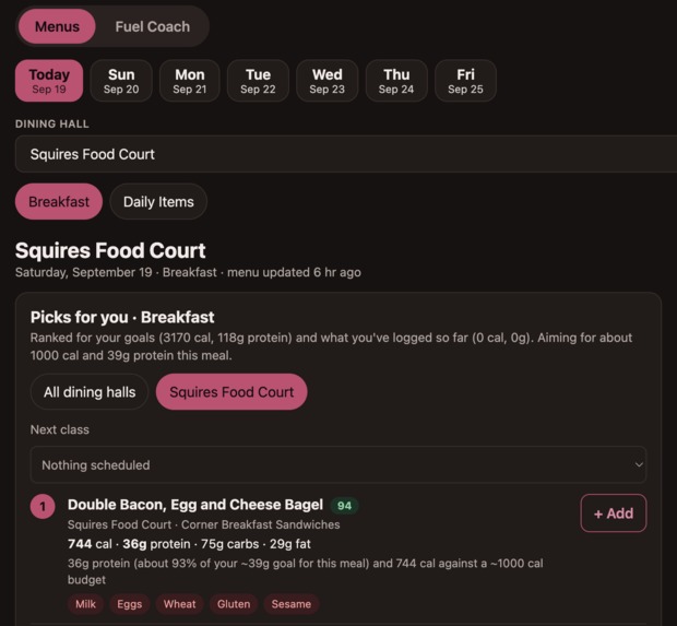 CampusCals – screenshot 2