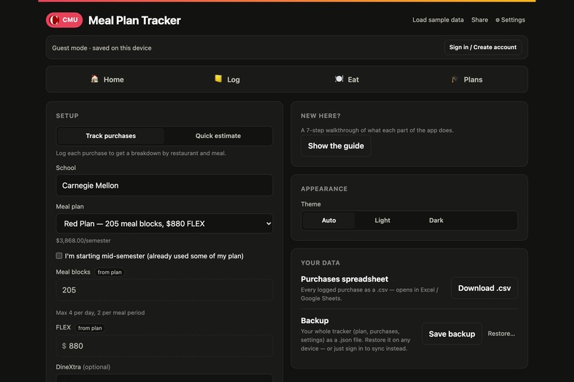 Meal Plan Tracker – screenshot 1
