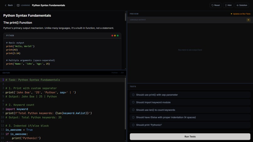 Python Learning Platform – screenshot 2
