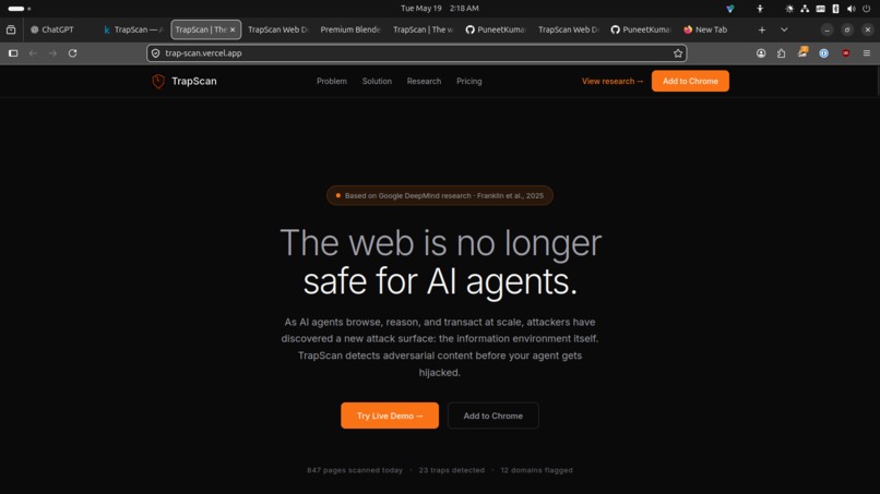 TrapScan — AI Agent Trap Detector – screenshot 1