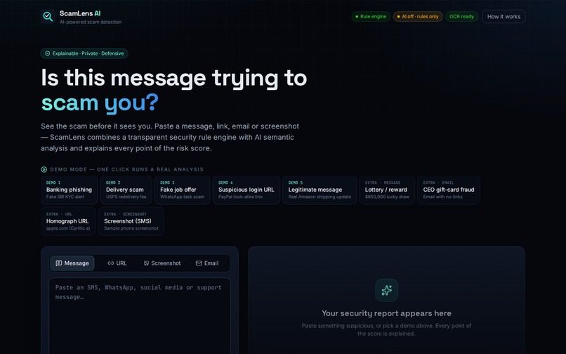 ScamLens AI – screenshot 1