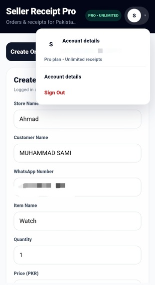 Seller Receipt pro – screenshot 2