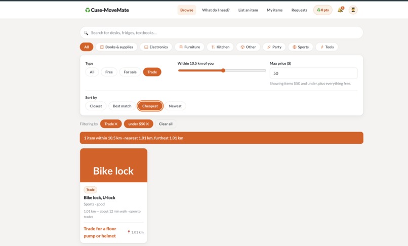 Cuse-MoveMate – screenshot 1