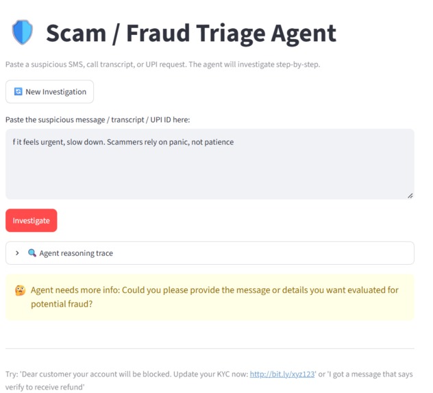 Scam Triage Agent – screenshot 1