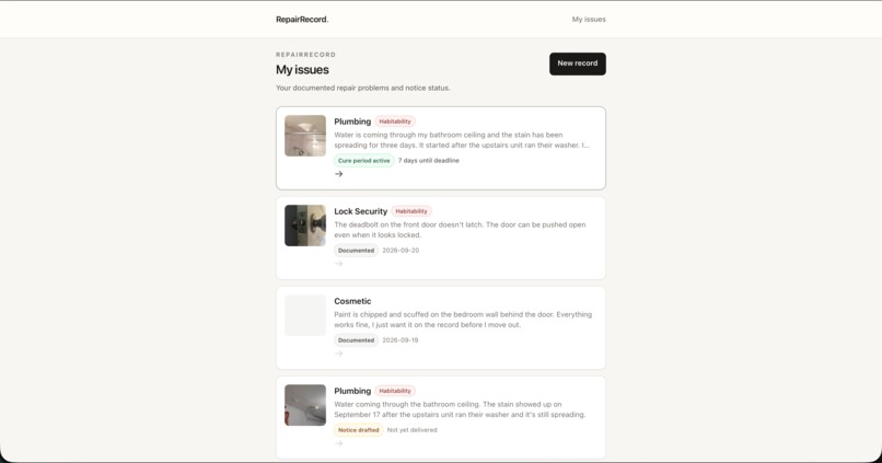 RepairRecord – screenshot 2