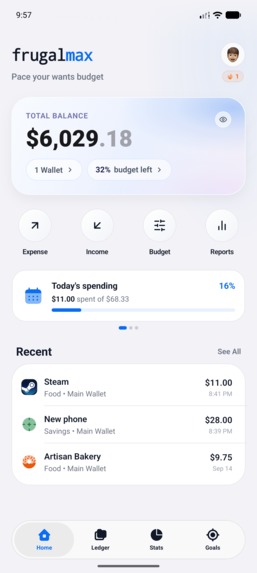 Frugalmax - 3-Second Expense Tracker – screenshot 1