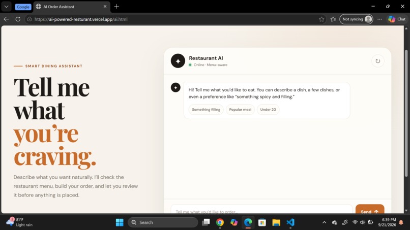 AI-powered-resturant – screenshot 1