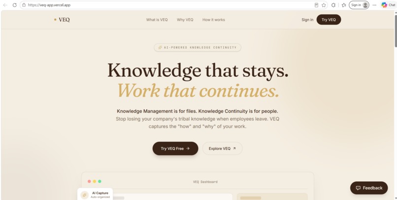 VEQ - The Knowledge Continuity Platform – screenshot 1
