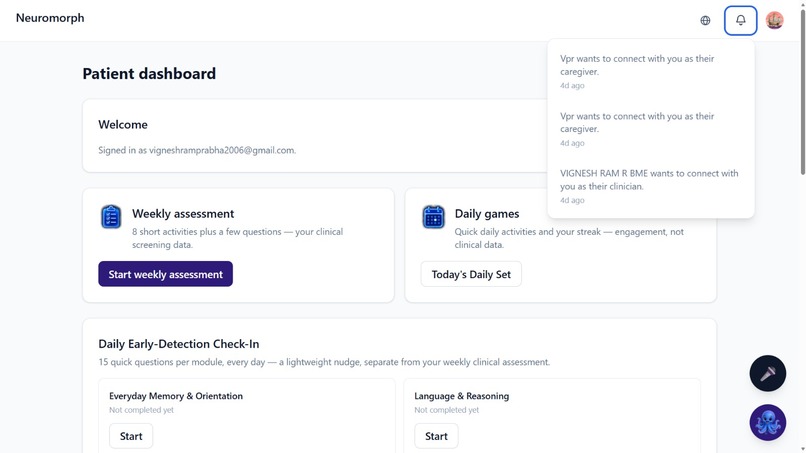 NEUROMORPH – AI Cognitive Care Platform – screenshot 2