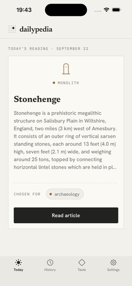 dailypedia: one article a day – screenshot 1