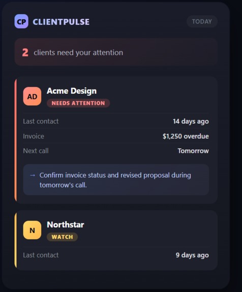 ClientPulse – screenshot 1