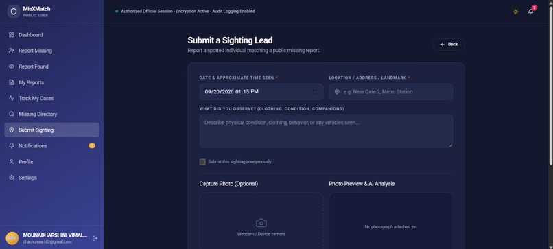 MisXMatch - AI Missing Person Identification Platform – screenshot 3