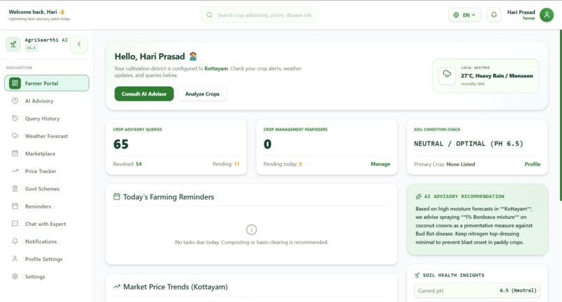 AI-Based Farmer Query Support & Advisory System(AgriSaarthi) – screenshot 2
