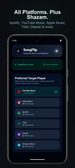 SongFlip – Zero-Click Music Link Redirector – screenshot 2
