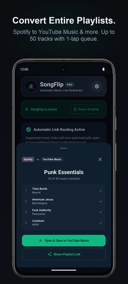 SongFlip – Zero-Click Music Link Redirector – screenshot 5