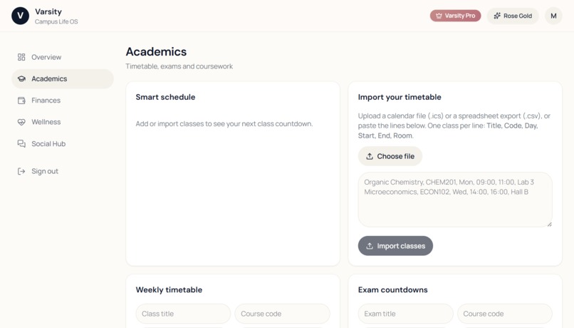 Varsity: An All-in-One Campus OS – screenshot 2