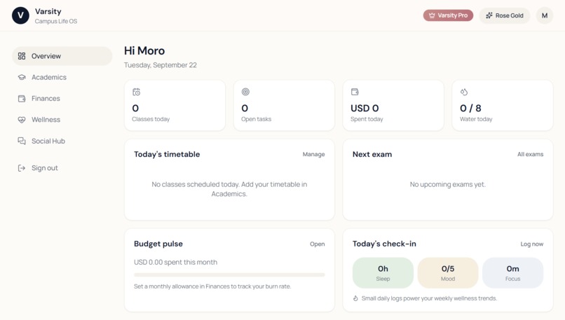 Varsity: An All-in-One Campus OS – screenshot 1