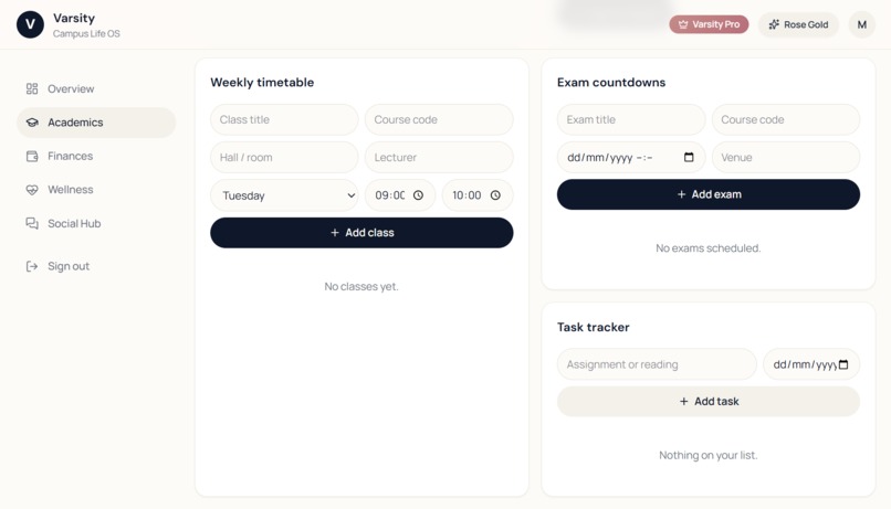 Varsity: An All-in-One Campus OS – screenshot 3