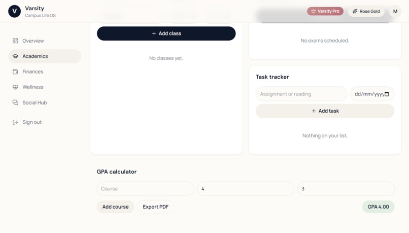 Varsity: An All-in-One Campus OS – screenshot 4