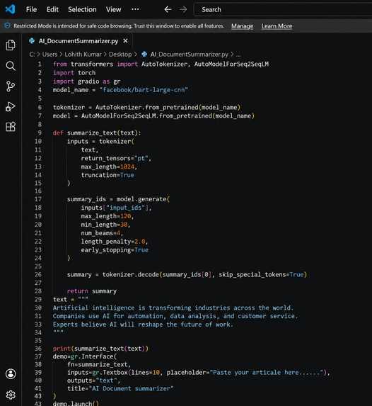 Ai Document Summariser  – screenshot 2