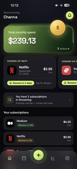 Subscription Tracker RenewBell – screenshot 1