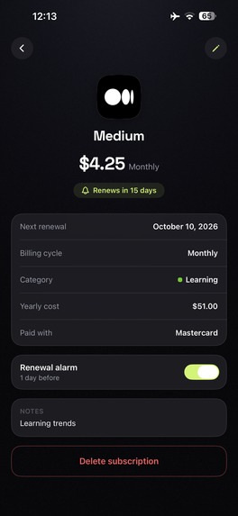 Subscription Tracker RenewBell – screenshot 13
