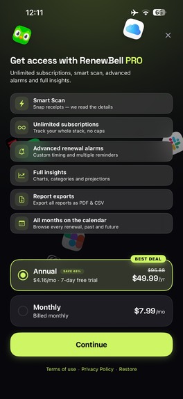 Subscription Tracker RenewBell – screenshot 6
