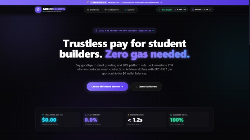 MicroEscrow — Gasless Escrow for Students – screenshot 4