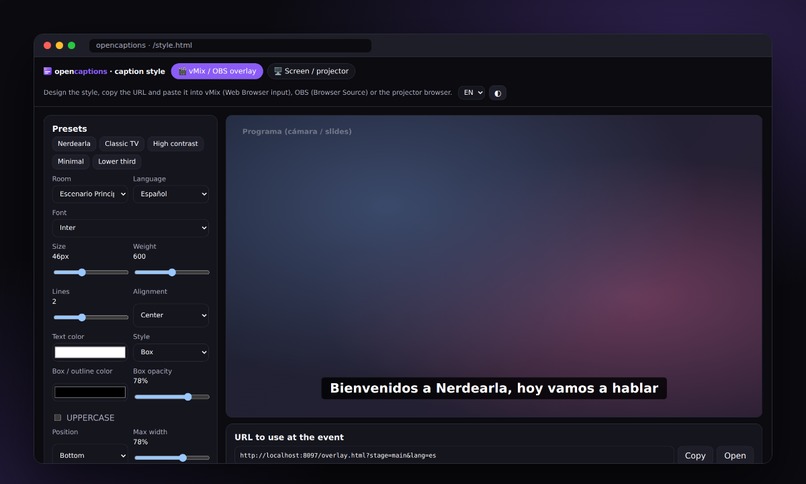 OpenCaptions – screenshot 1
