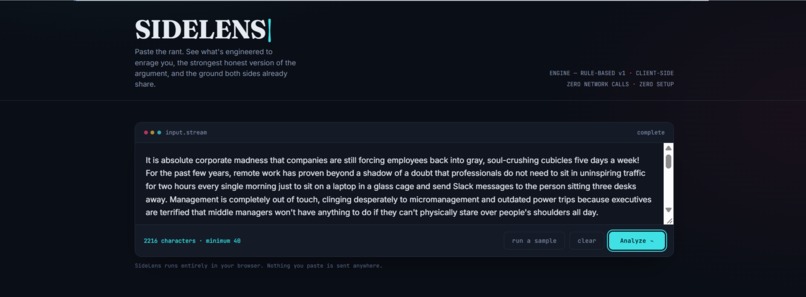 SideLens: The Echo-Chamber Analyzer – screenshot 1