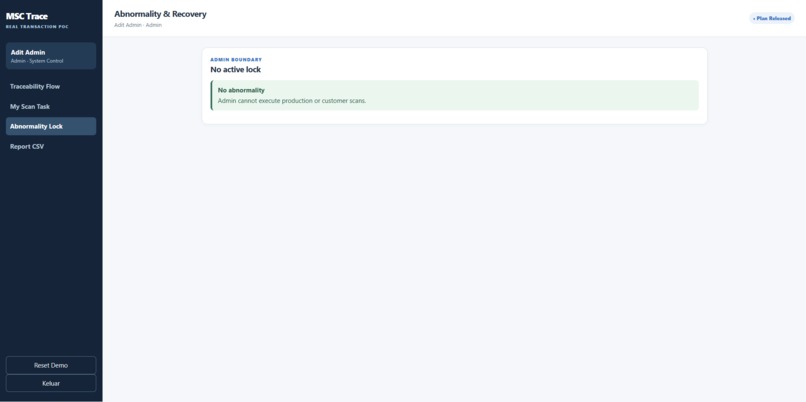 MSC Traceability – screenshot 2
