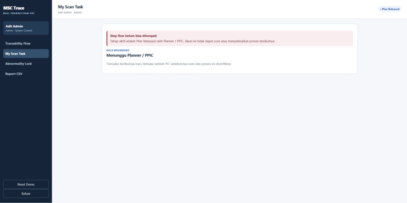 MSC Traceability – screenshot 3