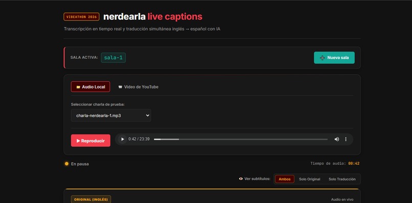 nerdearla live captions – screenshot 1