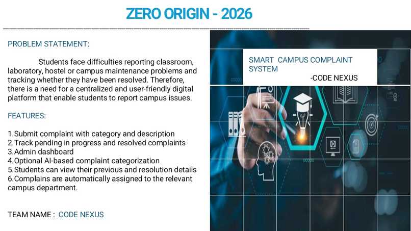 SMART CAMPUS COMPLAINT SYSTEM – screenshot 1