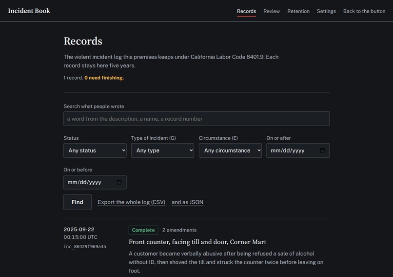 Incident Book – screenshot 3