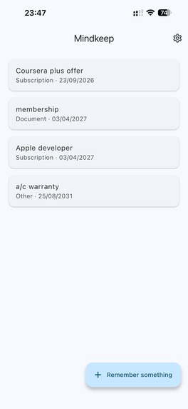 Mindkeep: Expiry Reminders – screenshot 2