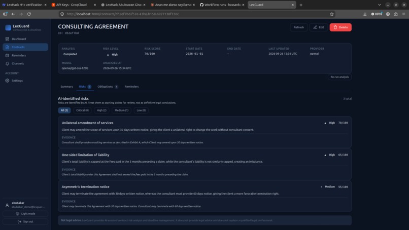 LexGuard — AI Contract Risk & Deadline Manager – screenshot 12