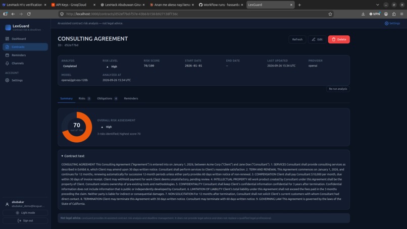 LexGuard — AI Contract Risk & Deadline Manager – screenshot 11