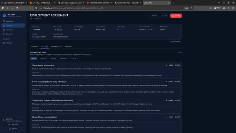 LexGuard — AI Contract Risk & Deadline Manager – screenshot 14