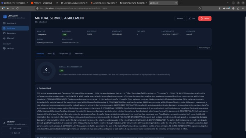 LexGuard — AI Contract Risk & Deadline Manager – screenshot 10