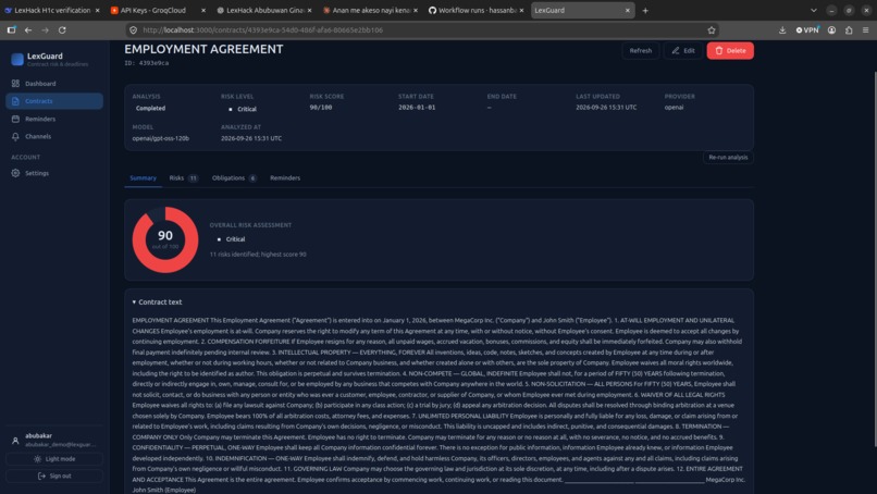 LexGuard — AI Contract Risk & Deadline Manager – screenshot 13